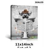 2x Baby Plum Funny Highland Cow Wall Art Bathroom