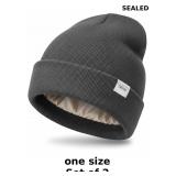 2x Satin Lined Beanie for Women Men, 3-Layer...