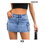 Womens Cargo Skirt Y2k Low Waist Denim