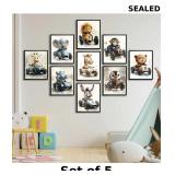 LANCHI95 Safari Nursery Wall Art x5