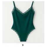 Green Lace-Trimmed Bodysuit