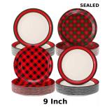 120 Pcs Christmas Buffalo Gingham Plates