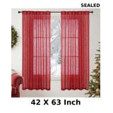 YoungsTex Red Linen Semi Sheer Curtains 63 Inch Le