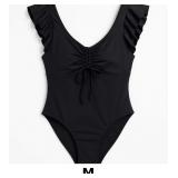 Black Ruffled One-Piece Swimsuit