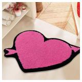 Bath Rug Valentines Pink Heart Shape Bathroom Mat