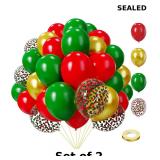 2x Lukiituke Christmas Balloons, Red and Green