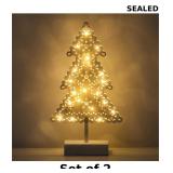 2x Lewondr Christmas Tree Table Lamp