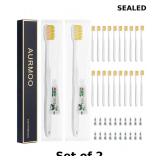 2x Disposable Travel Toothbrushes with Toothpaste
