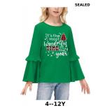 BesserBay Girls Christmas Long Bell Sleeve Ruffle