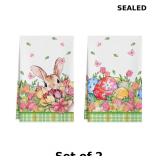 2x XCHI Plaid Bunny Tulips Flowers Eggs Rabbits