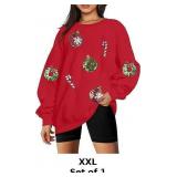 JINTING Sequined Christmas Sweatshirt