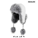 2x Women Faux Fur Trapper Hat