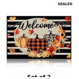 2x Shellwei Thanksgiving Pumpkin Welcome Mat