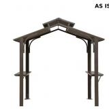 AS IS- Dark Brown Hardtop Grill Gazebo