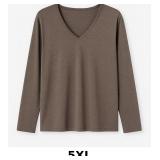 Brown Long Sleeve V-Neck Top