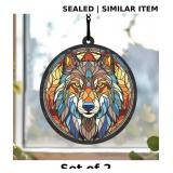 2x Wolf Suncatcher, Wolf Ornament, Gift for...