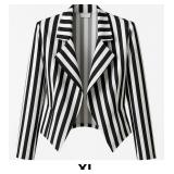 Black and White Striped Blazer