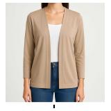 Beige Open-Front Cardigan