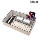 Faux Leather Valet Tray 5-Compartment Desk