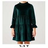 Green Velvet Tiered Dress