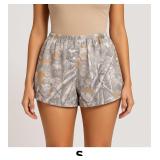 Gray and Gold Patterned Shorts