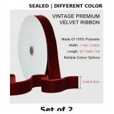 2x TONIFUL Burgundy Velvet Ribbon 1 Inch x 25yds
