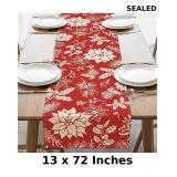 Poinsettia Flower Red Dining Table Runner