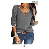 Hongqizo Women's V Neck Long Sleeve Sweater