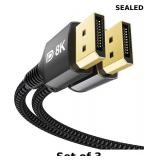 3x Stouchi Displayport 1.4 Cable 6.6FT, 32.4Gbps