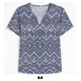 Blue Patterned Short Sleeve Top