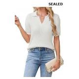 Cakulo Womens Fuzzy Cropped Short Sleeve Sweater