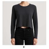 Black Long Sleeve Cropped Top