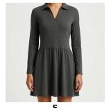 Gray Long Sleeve Polo Dress