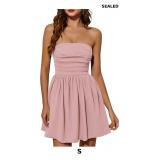 Wenrine Women's Sexy Strapless Summer Mini Dress