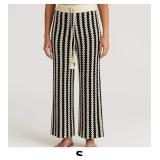 Black and Cream Striped Wide-Leg Pants