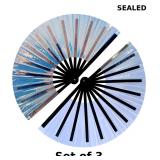 3x 1Pcs Large Folding Hand Rave Fan