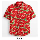 Red Watermelon Print Short Sleeve Shirt