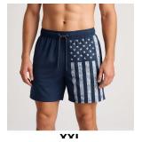 Navy Swim Shorts with Flag Design