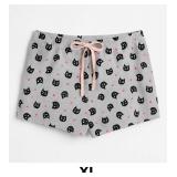 Gray Cat Print Sleep Shorts