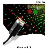 3x Aevdor USB Star Projection Night Light