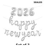 3x Silver Happy New Year Balloons 2026 18 Inch...