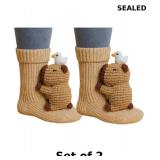 2x 3D Knit Animal Socks