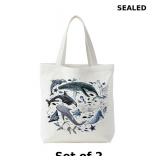 2x Ocean Beach Tote Bag for Women, Ocean Lover...