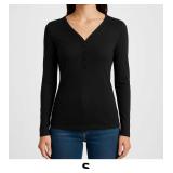 Black Long Sleeve Henley Top