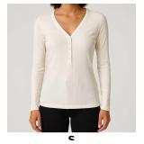Long Sleeve Cream Henley Top