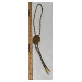 VINTAGE STYLE JASPER BOLO TIE ON BRAIDED LEATHER
