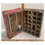 2 WOODEN DRINK CRATES