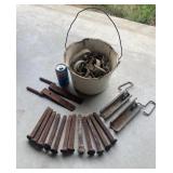 VNTG ENAMEL BUCKET & GATE HARDWARE/RR SPIKES