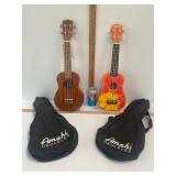 2 AMAHI UKULELES & CARRY BAGS