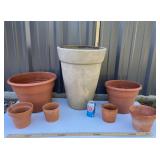 TERRACOTTA PLANTERS & 1 ALLEN & ROTH RESIN PLANTER